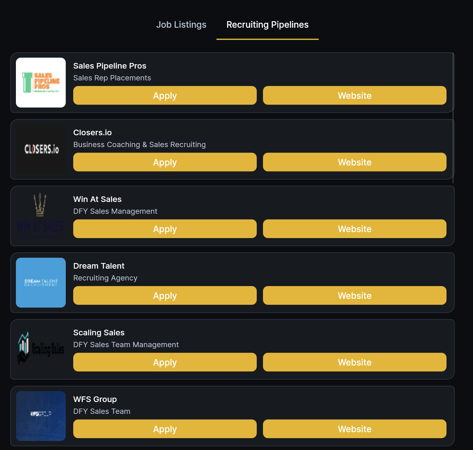 RepSelect recruiting pipelines: apply to sales recruiting companies and placement agencies