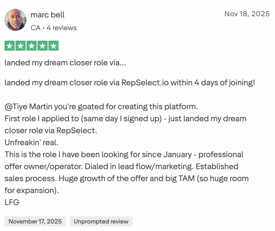 RepSelect user review