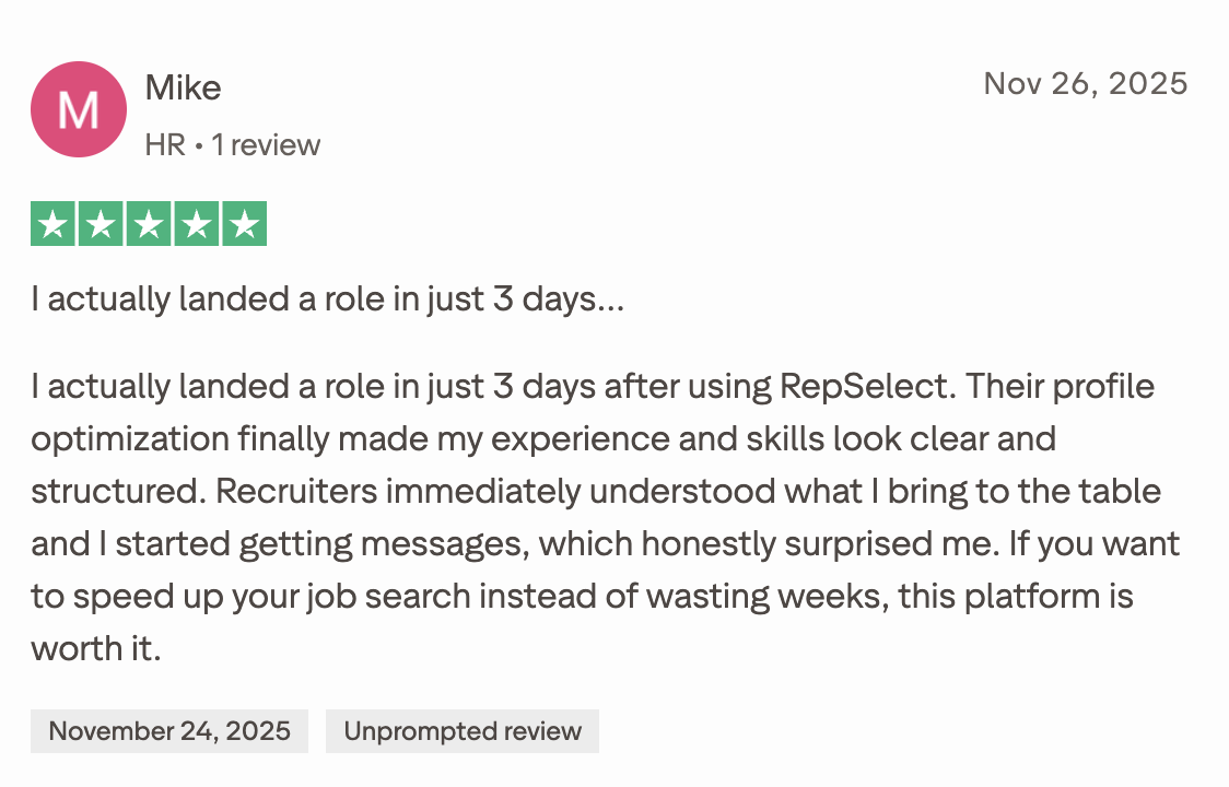 RepSelect user review