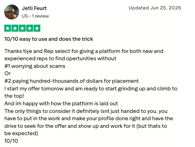 RepSelect user review